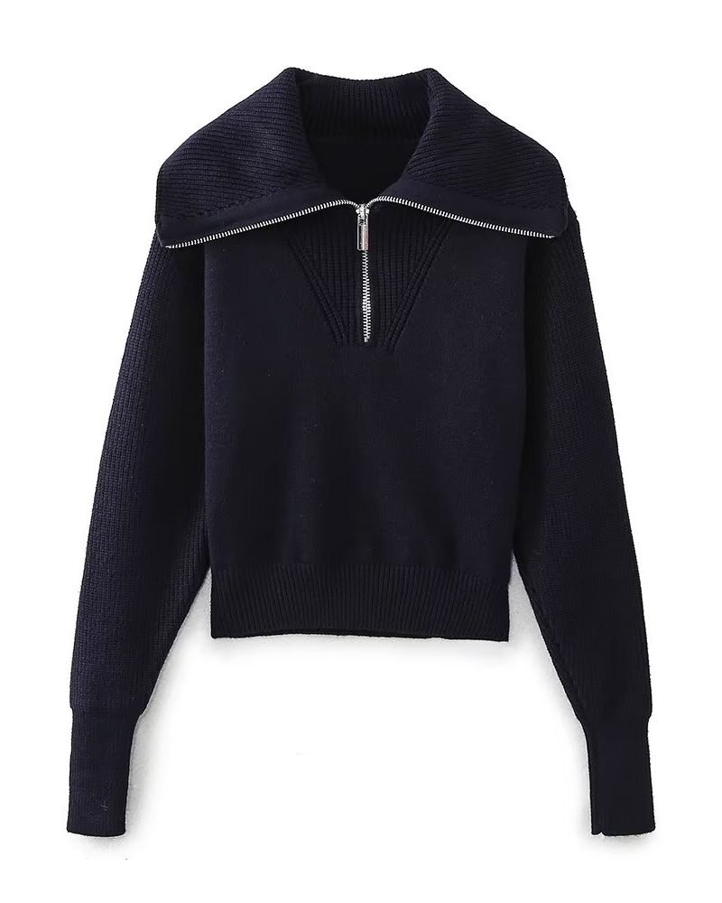 Alternative view of Loose Fit Zippered Jersey Top