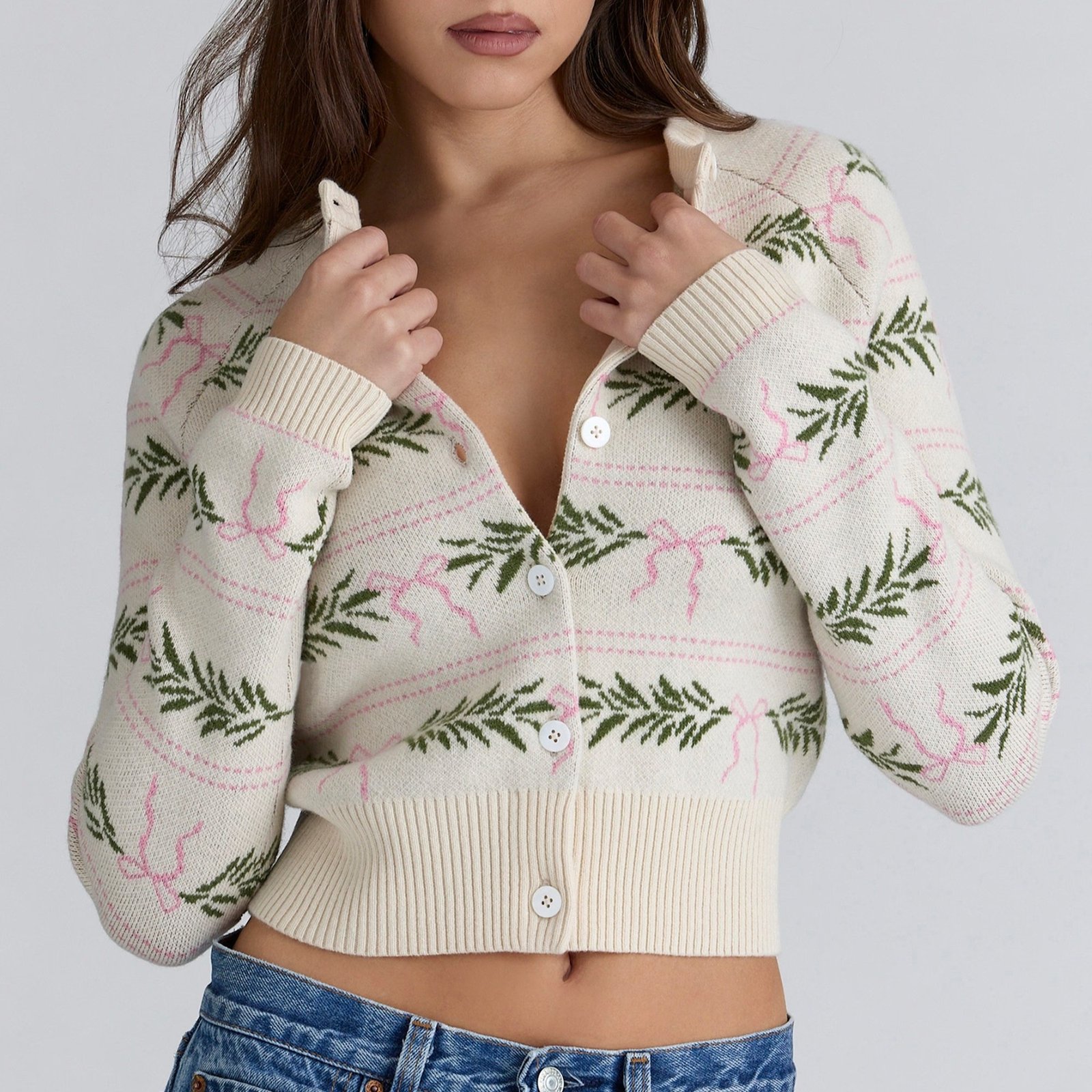 Loose Fit Jacquard Cardigan