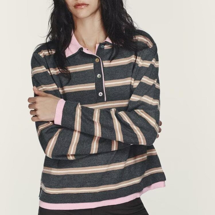 Loose Striped Knit Top