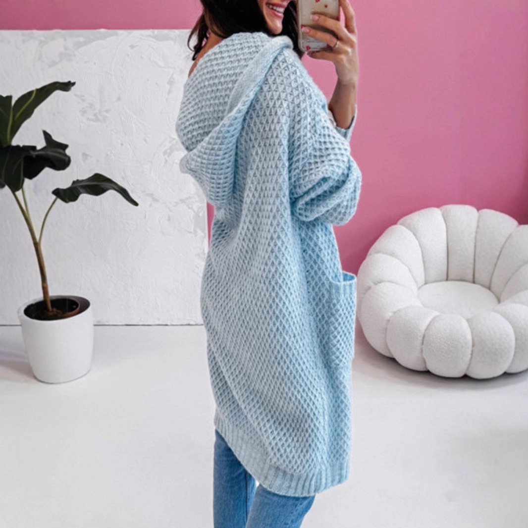 Loose Hooded Knitted Cardigan - Imagen 4