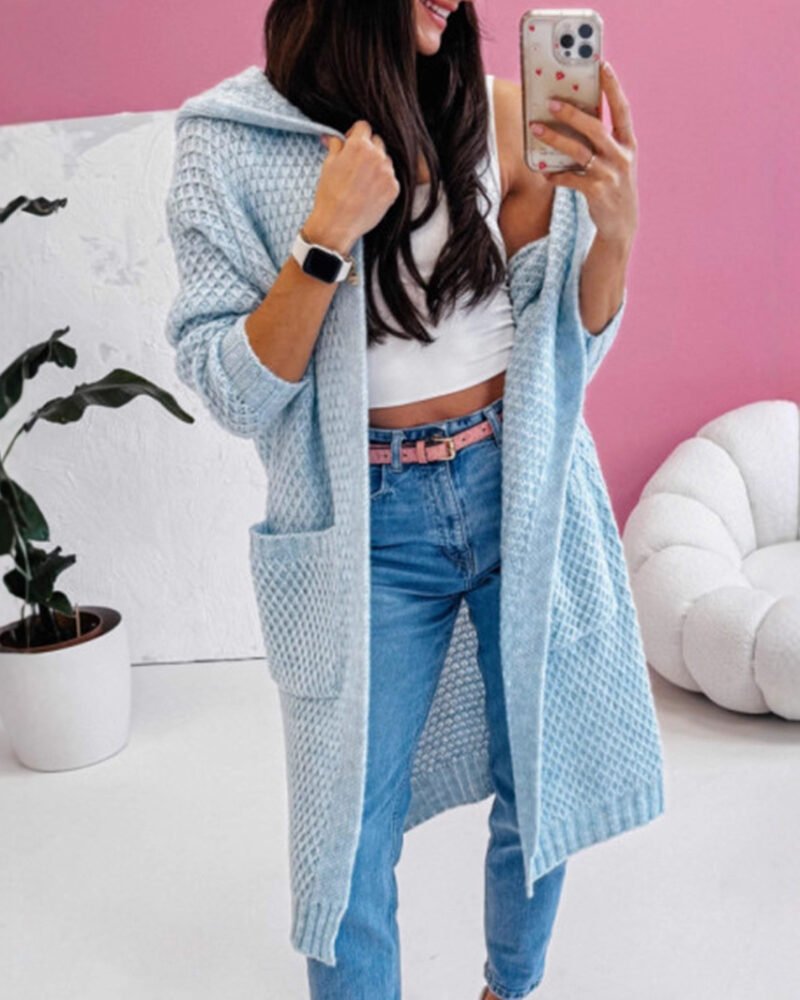 Loose Hooded Knitted Cardigan