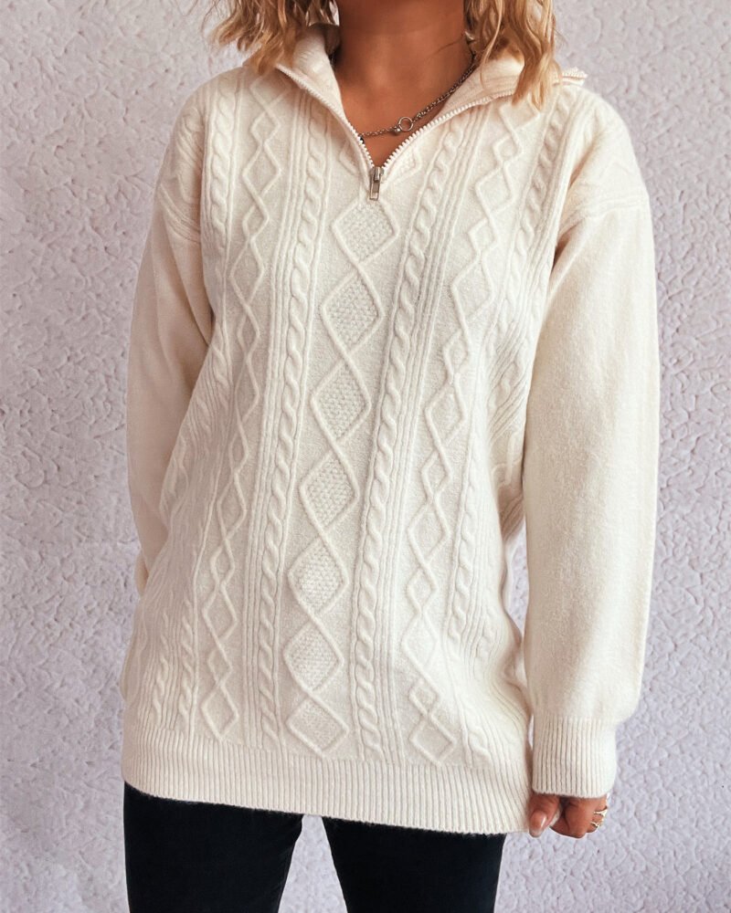 Alternative view of Collared Zipper Knitted Sweater