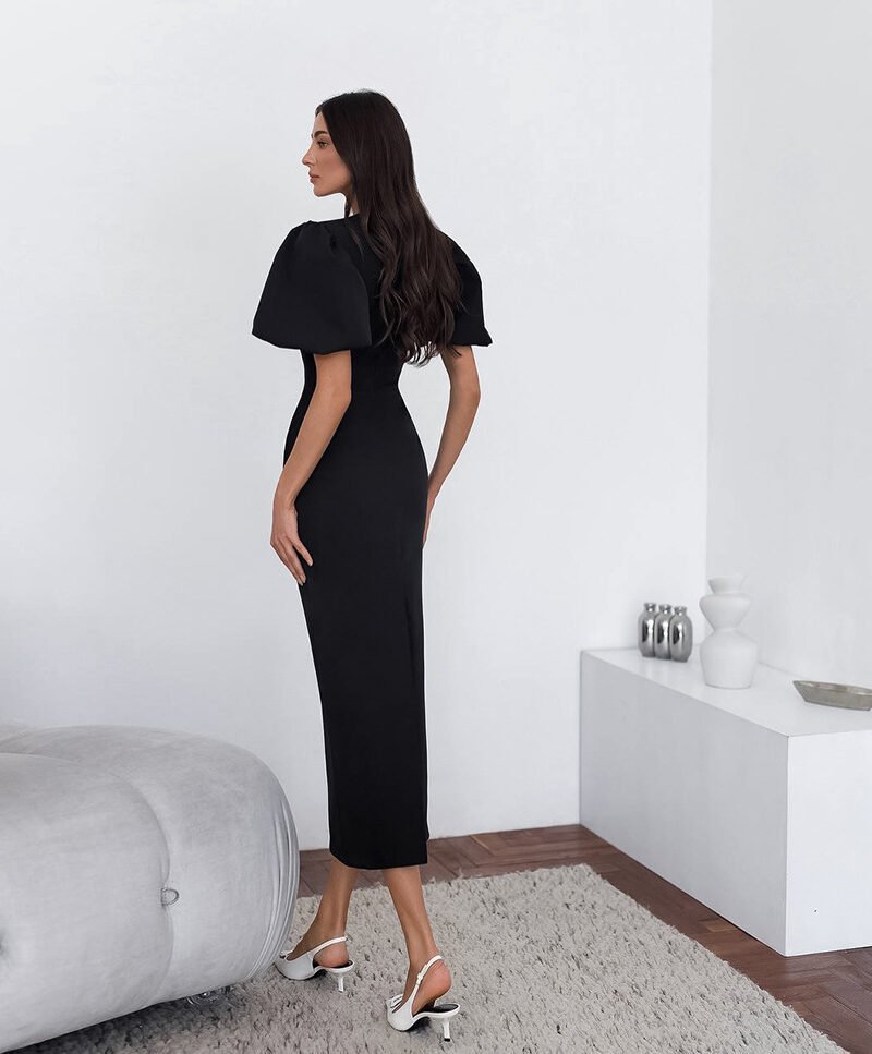 Alternative view of Slim Fit Puff Sleeve Maxi Dress
