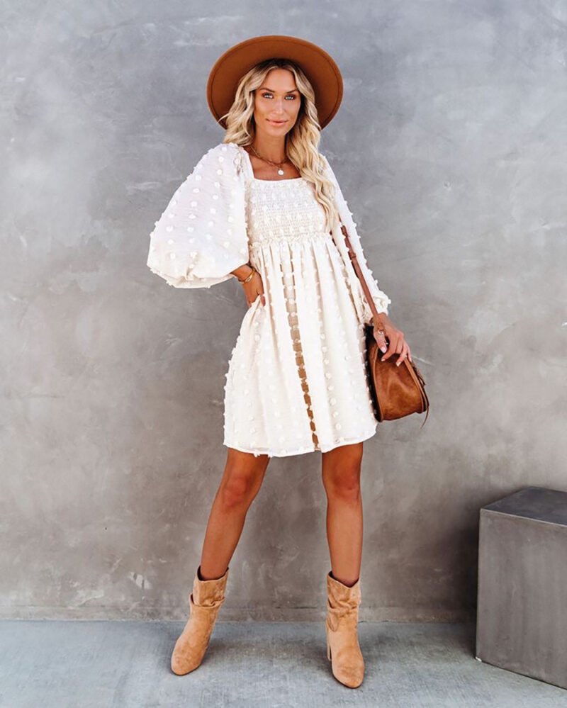 Smocked Ruffle A-Line Dress