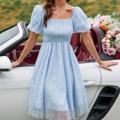 1083069220763205632.png Smocked Puff Sleeve Midi Dress