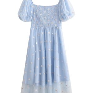 1083069316275896320.jpeg Smocked Puff Sleeve Midi Dress