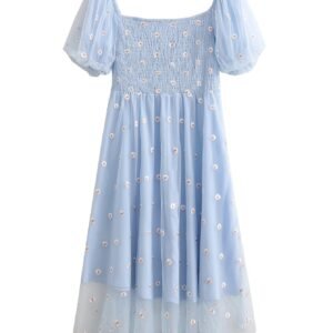 1083069316326227968.jpeg Smocked Puff Sleeve Midi Dress