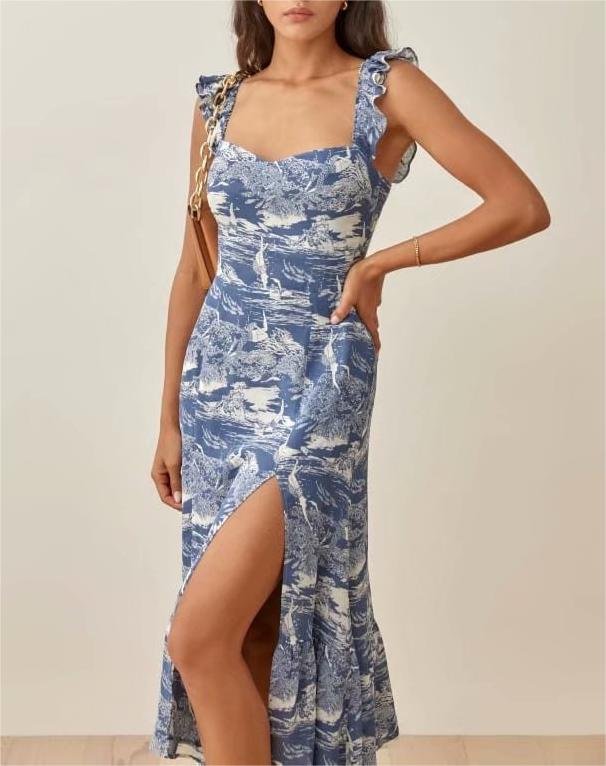 1108383663768207360.jpg Ruffled Split Midi Dress