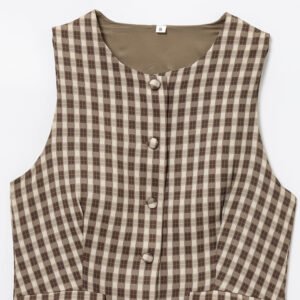 1468910357912223744.jpeg Plaid Button Vest Top