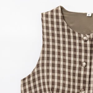 1468910358071607296.jpeg Plaid Button Vest Top