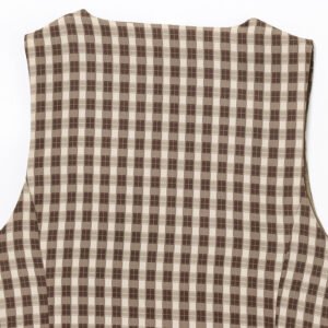1468910367143886848.jpeg Plaid Button Vest Top