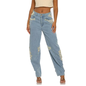 Beaded Straight Jeans