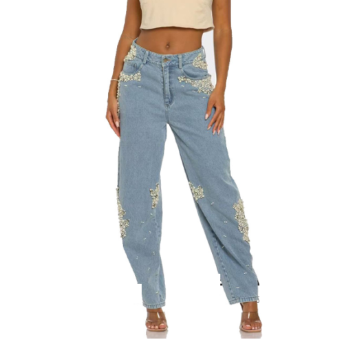 Beaded Straight Jeans
