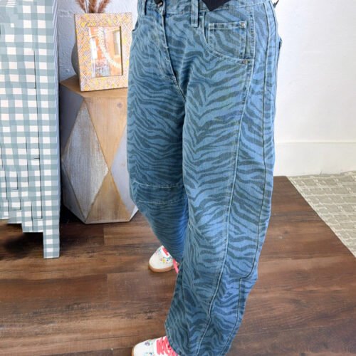 Zebra Print Straight Jeans