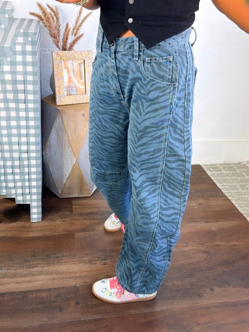 Zebra Print Straight Jeans