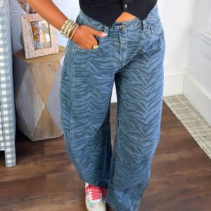 Zebra Print Straight Jeans