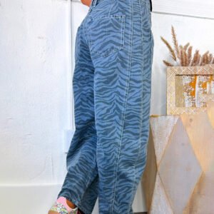 Zebra Print Straight Jeans