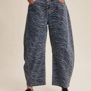 Zebra Print Straight Jeans