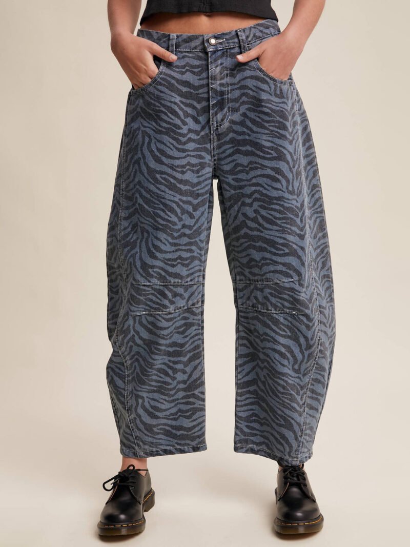 Zebra Print Straight Jeans