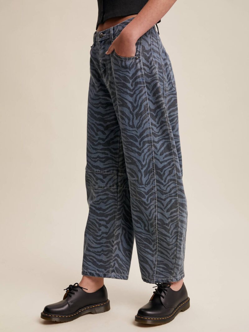 Zebra Print Straight Jeans