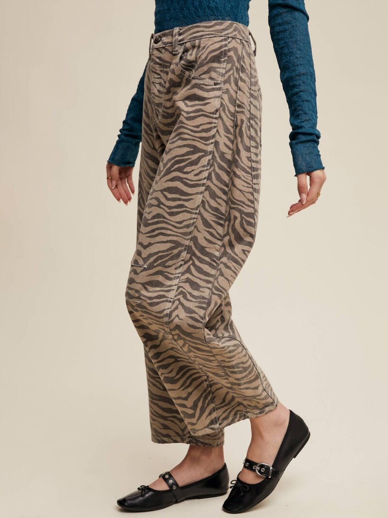 Zebra Print Straight Jeans