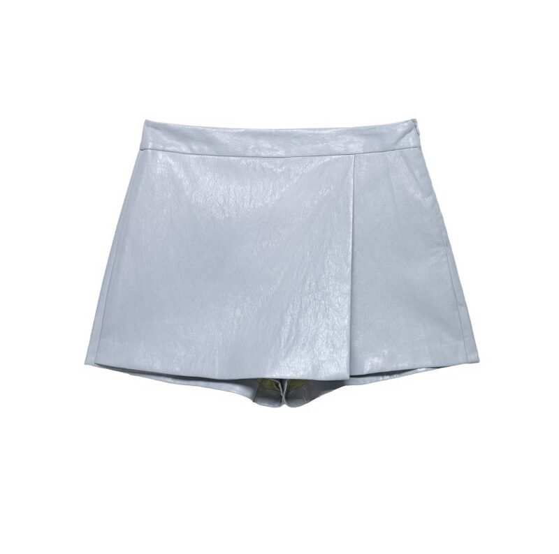 High Waist Faux Leather Skort