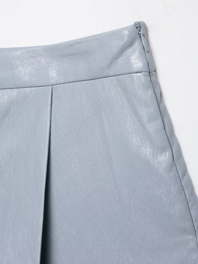 High Waist Faux Leather Skort