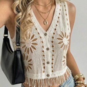 Fringe Crochet Sleeveless Vest