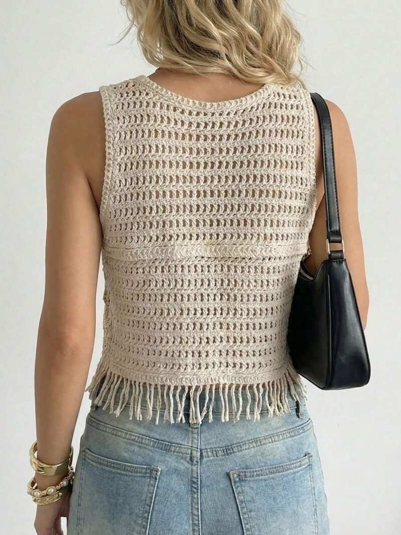 Fringe Crochet Sleeveless Vest