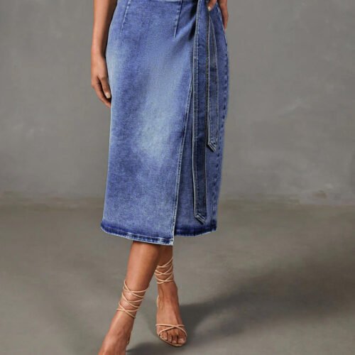 1496536294321291264.jpg High Waist Denim Midi Skirt