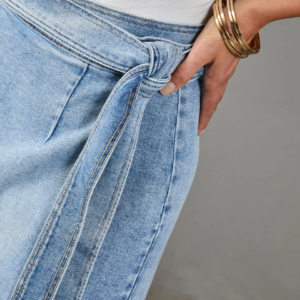 High Waist Denim Midi Skirt