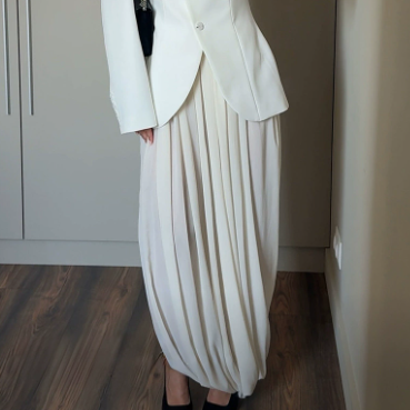 Ruched Split Midi Skirt