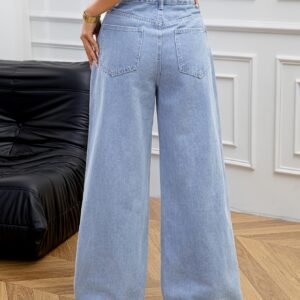 Lace Trim Wide Leg Jeans