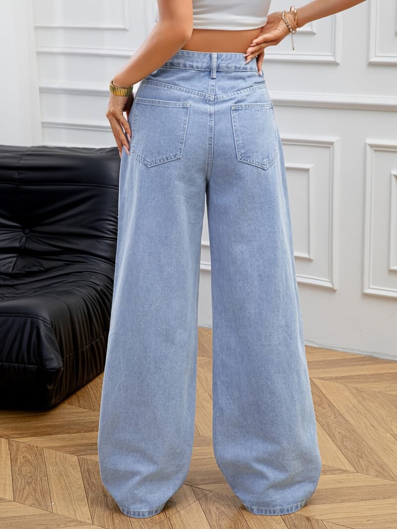 Lace Trim Wide Leg Jeans