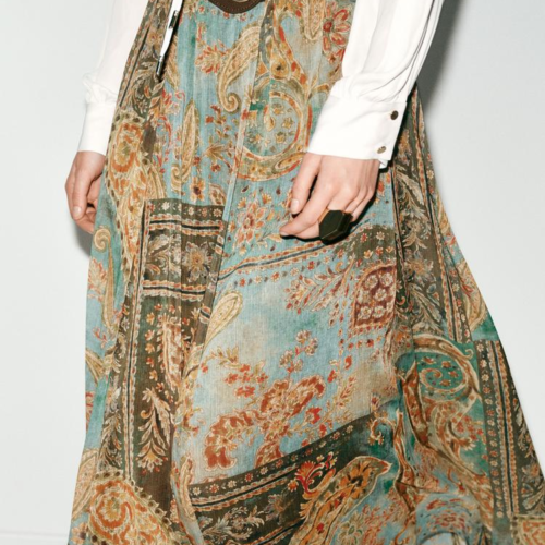 Printed Chiffon Midi Skirt