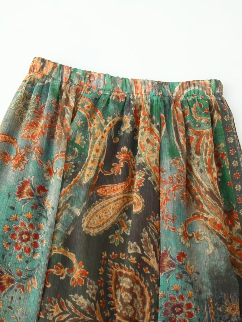 Printed Chiffon Midi Skirt