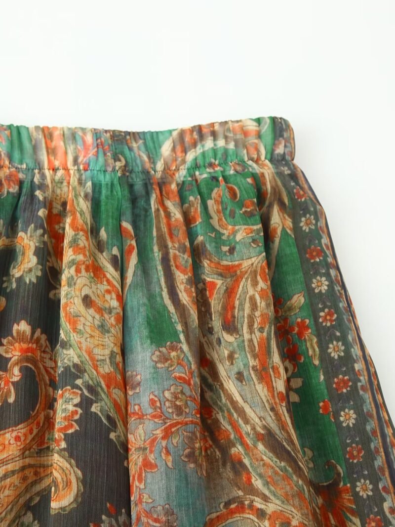 Printed Chiffon Midi Skirt