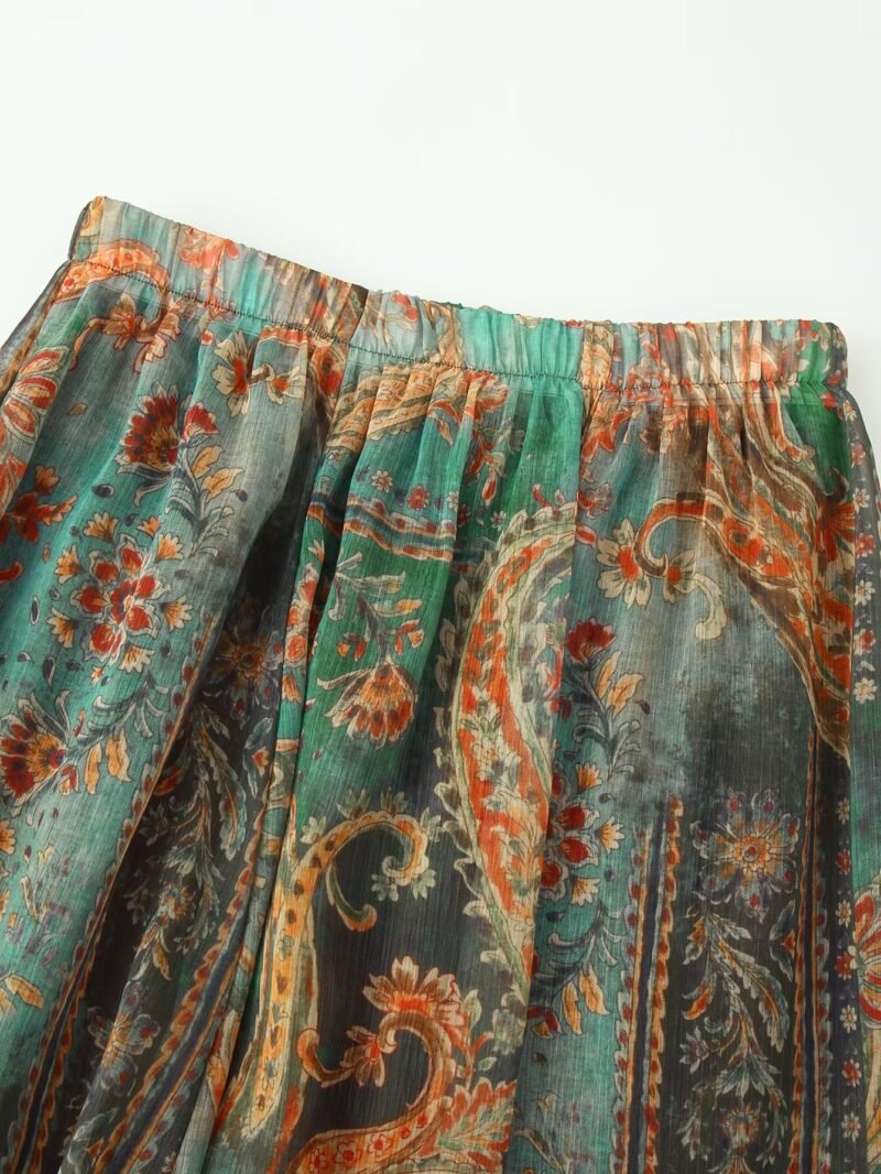 Printed Chiffon Midi Skirt