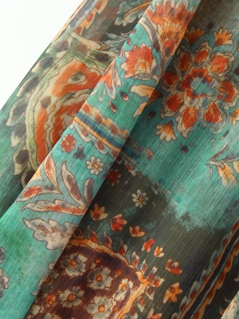 Printed Chiffon Midi Skirt