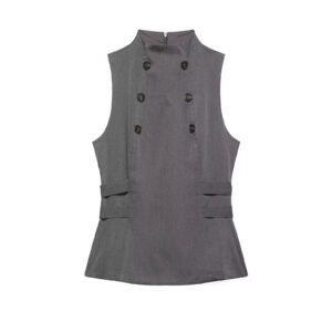 Button Mock Neck Tank Top