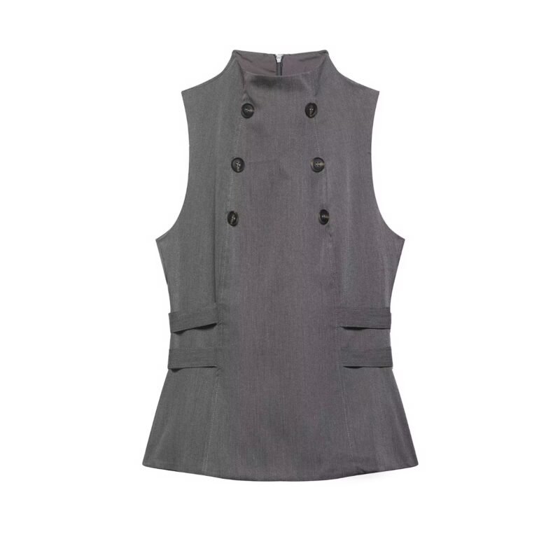 Button Mock Neck Tank Top