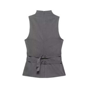 Button Mock Neck Tank Top
