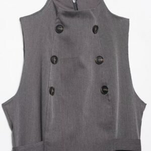 Button Mock Neck Tank Top
