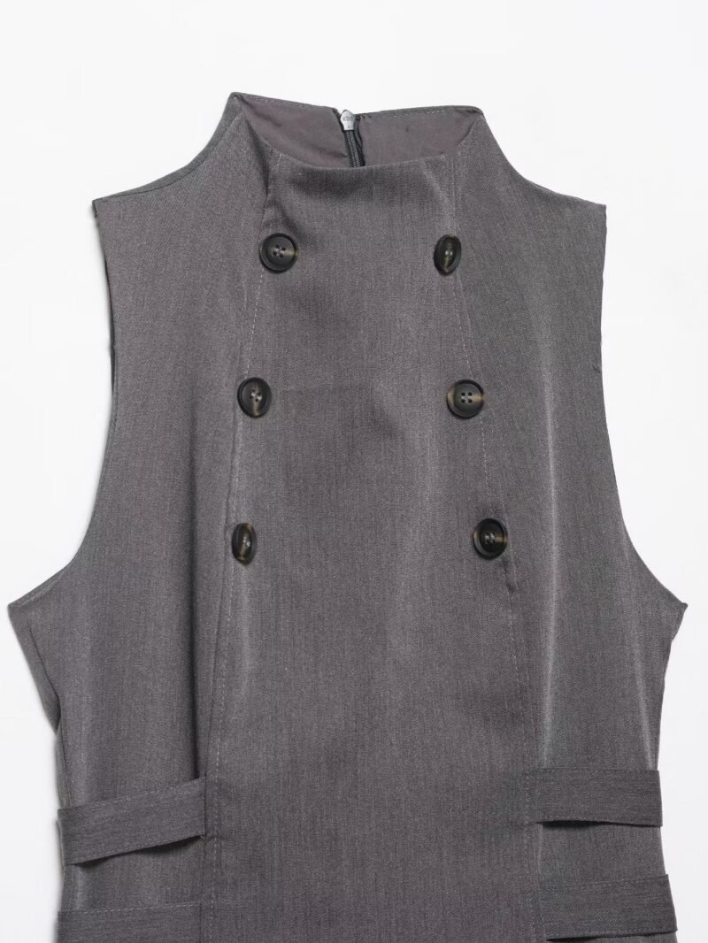 Button Mock Neck Tank Top