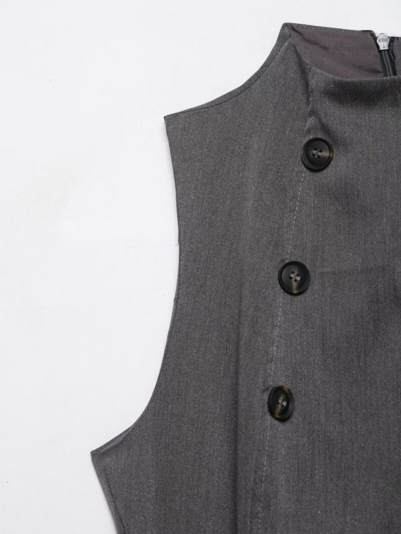 Button Mock Neck Tank Top