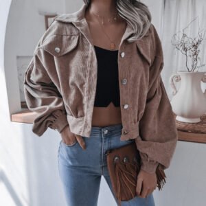 Corduroy Button Short Jacket