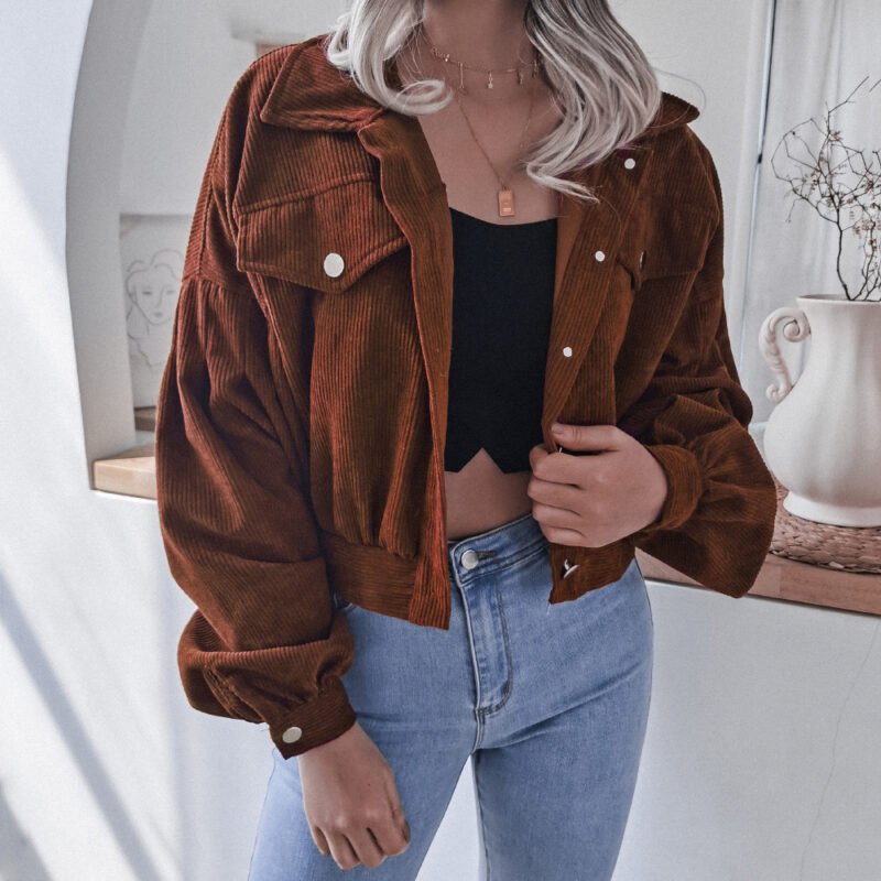 Corduroy Button Short Jacket