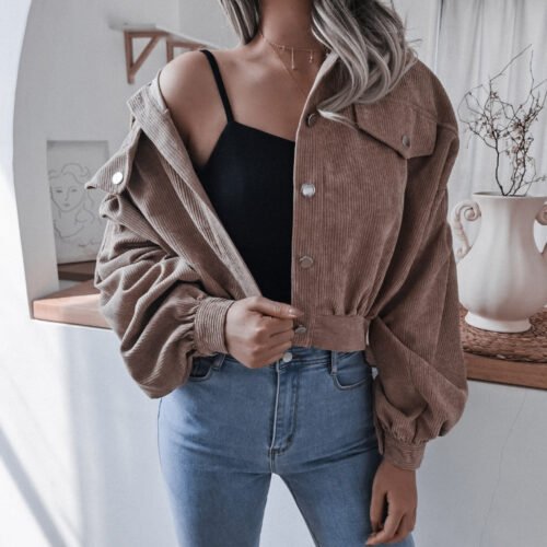 Corduroy Button Short Jacket