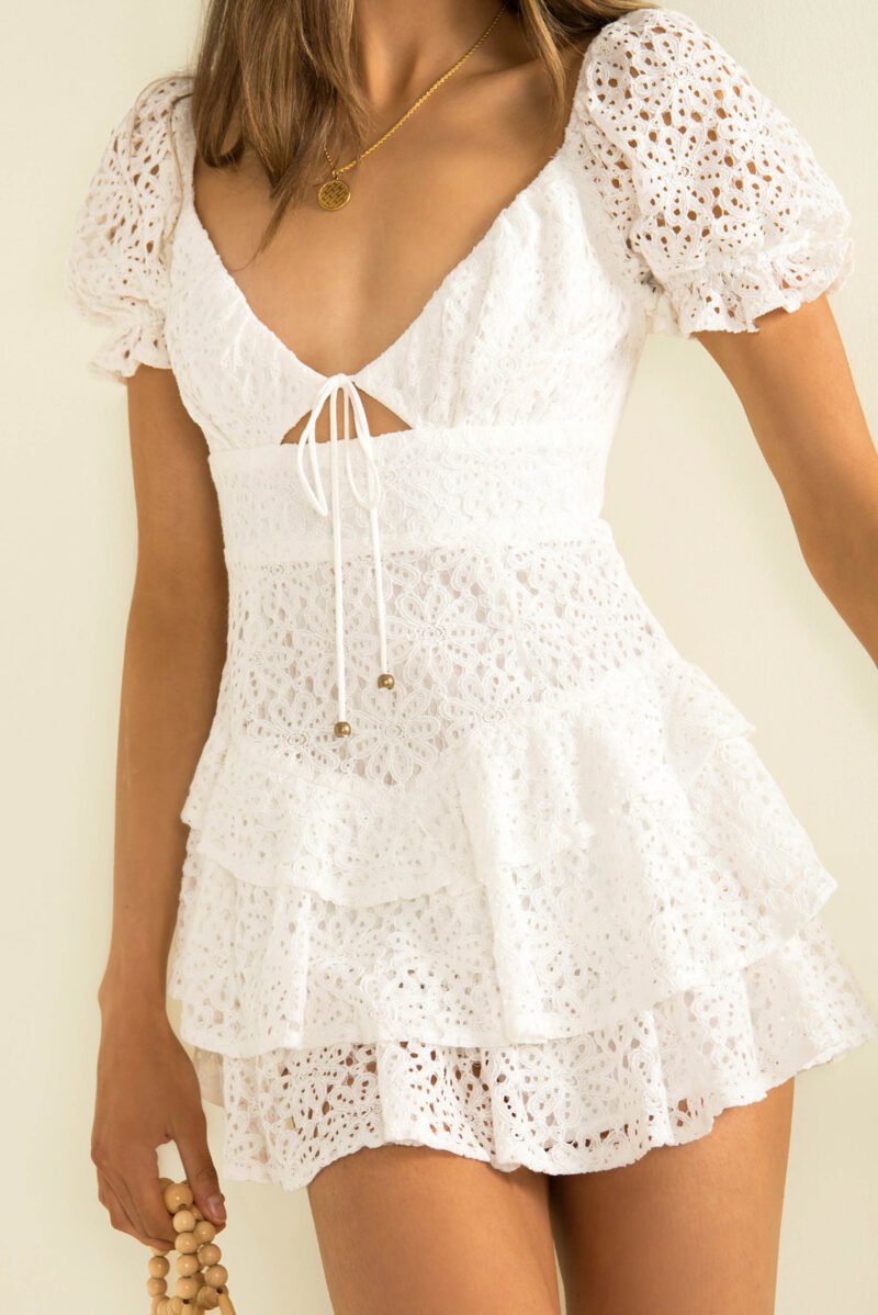 Lace Trim A-Line Dress