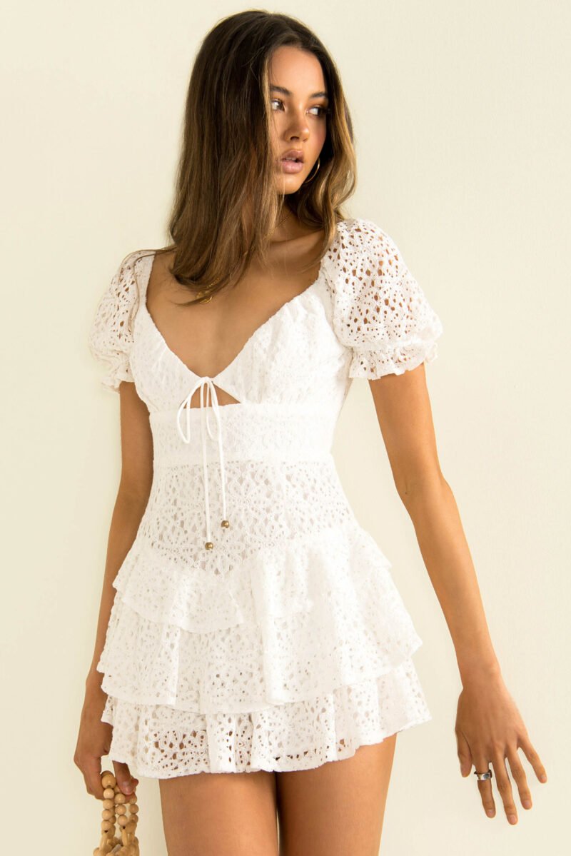 Lace Trim A-Line Dress